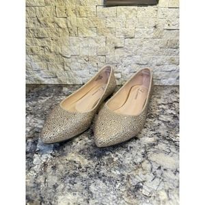Women's L Lorraine Size 8.5‎ Sparkly Gold Glitter Ballet Flats Worn Once Nice